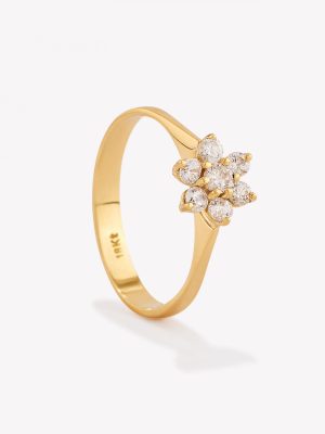 Anillo Roseta con Brillantes Moisanita, Oro Amarillo