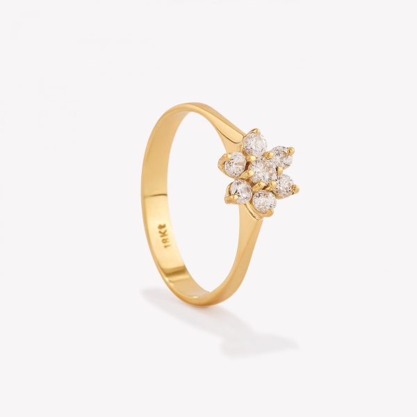 Anillo oro 18k amarillo, Roseta con Brillantes Moissanitas.