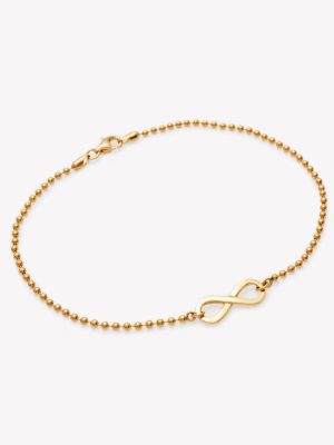 Tobillera en 18k. amarillo bolitas Infinito.