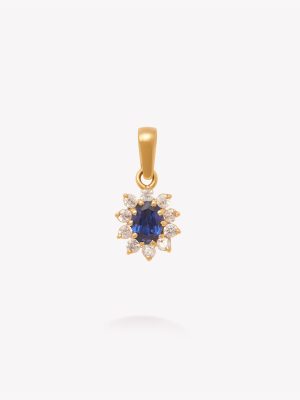 Dije roseta con Zafiro Azul, Oro amarillo