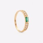Anillo ESMERALDA BAGUETTE en oro amarillo 18k