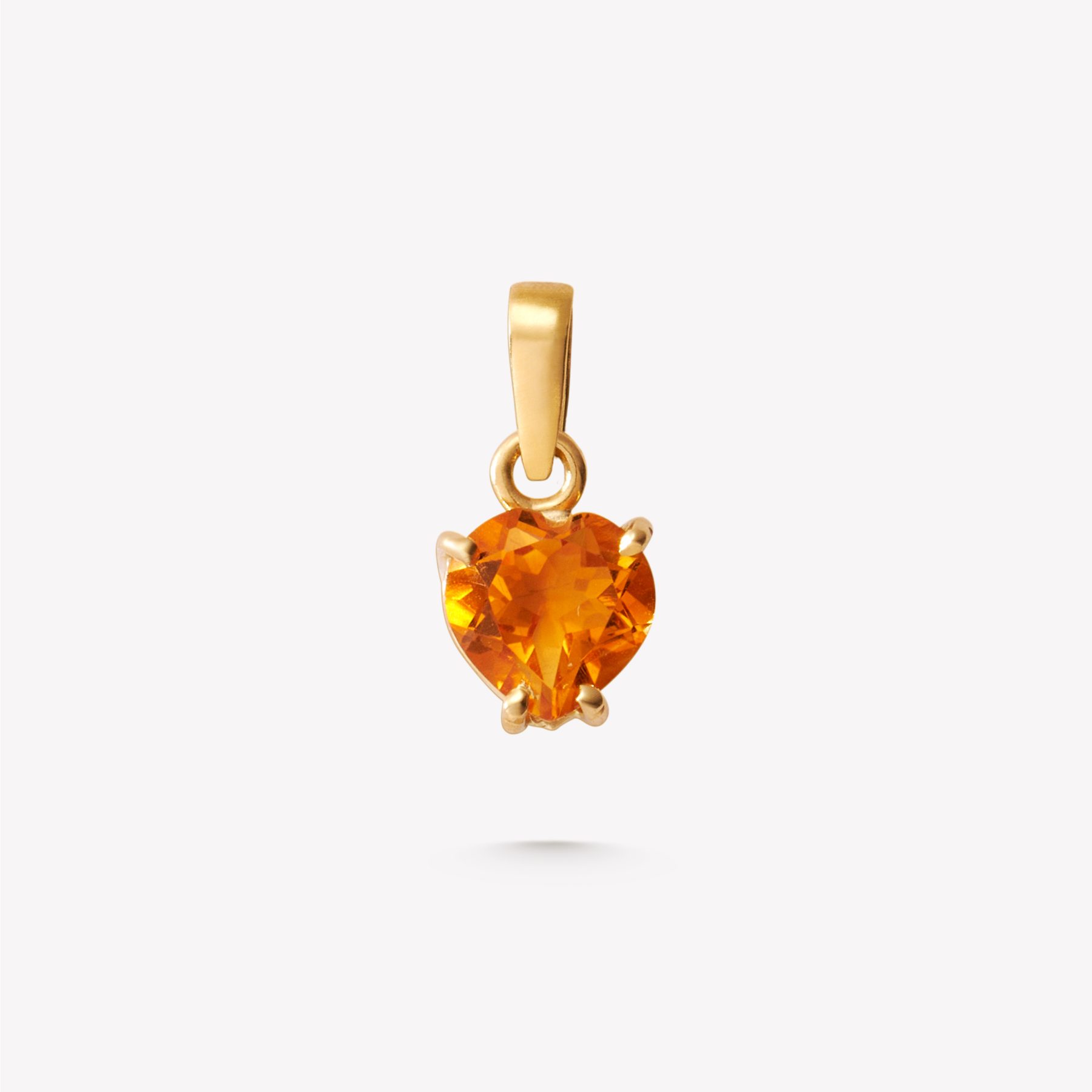 Dije oro 18k amarillo, CORAZÓN con piedra CITRINO