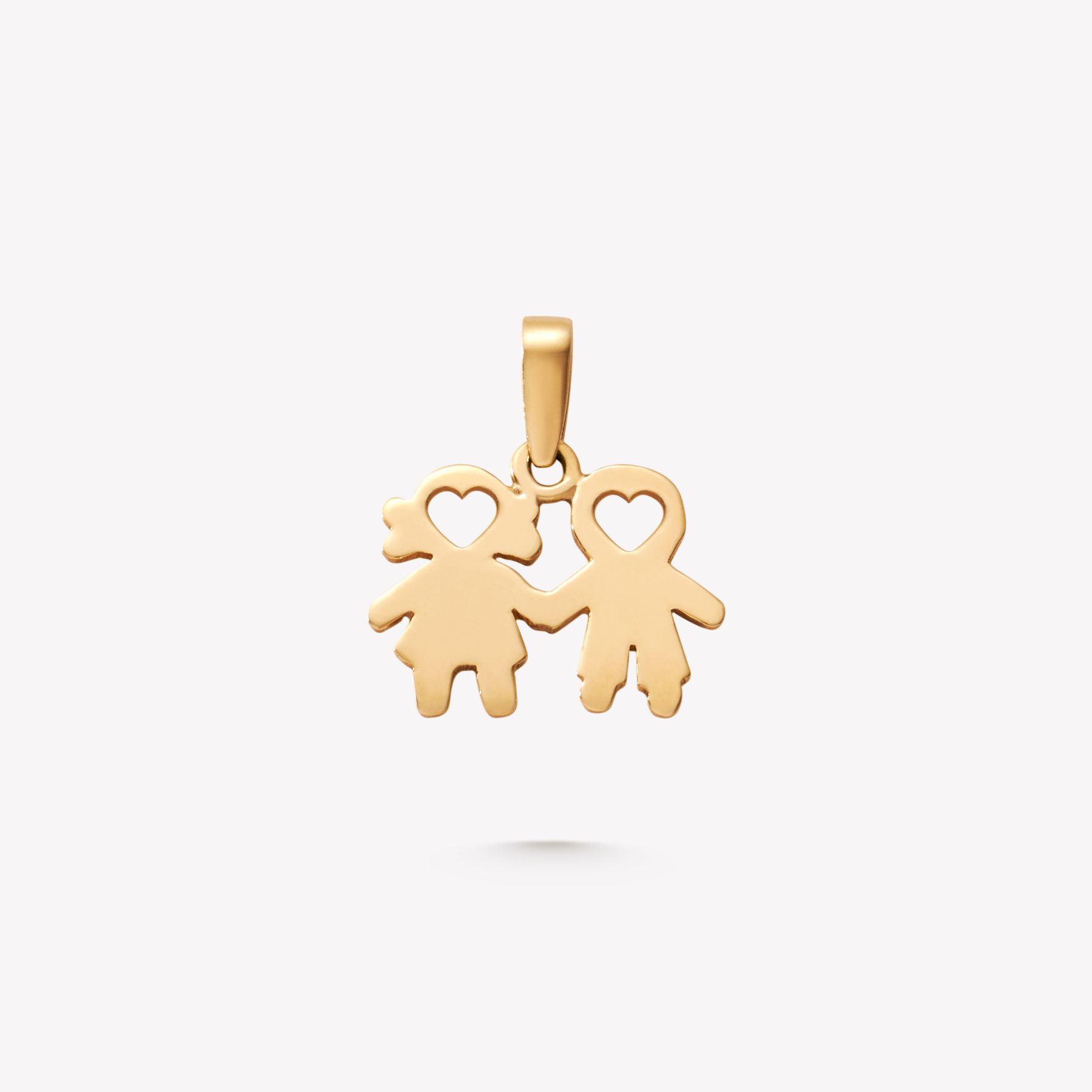 Dije oro 18k amarillo, Niña y niño unidos.