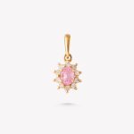 Dije oro 18k amarillo, mini roseta con zafiro rosa