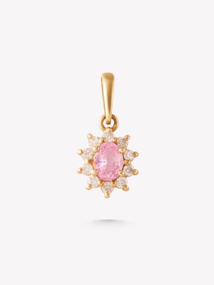 Dije mini roseta con zafiro rosa