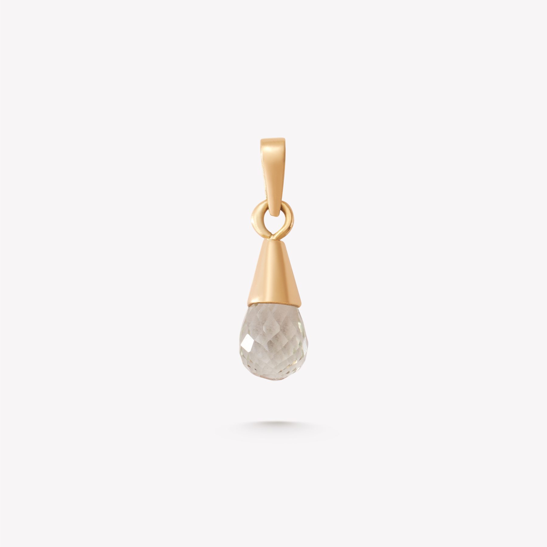 Dije oro 18k amarillo, corte PERA BRIOLET en AMATISTA VERDE