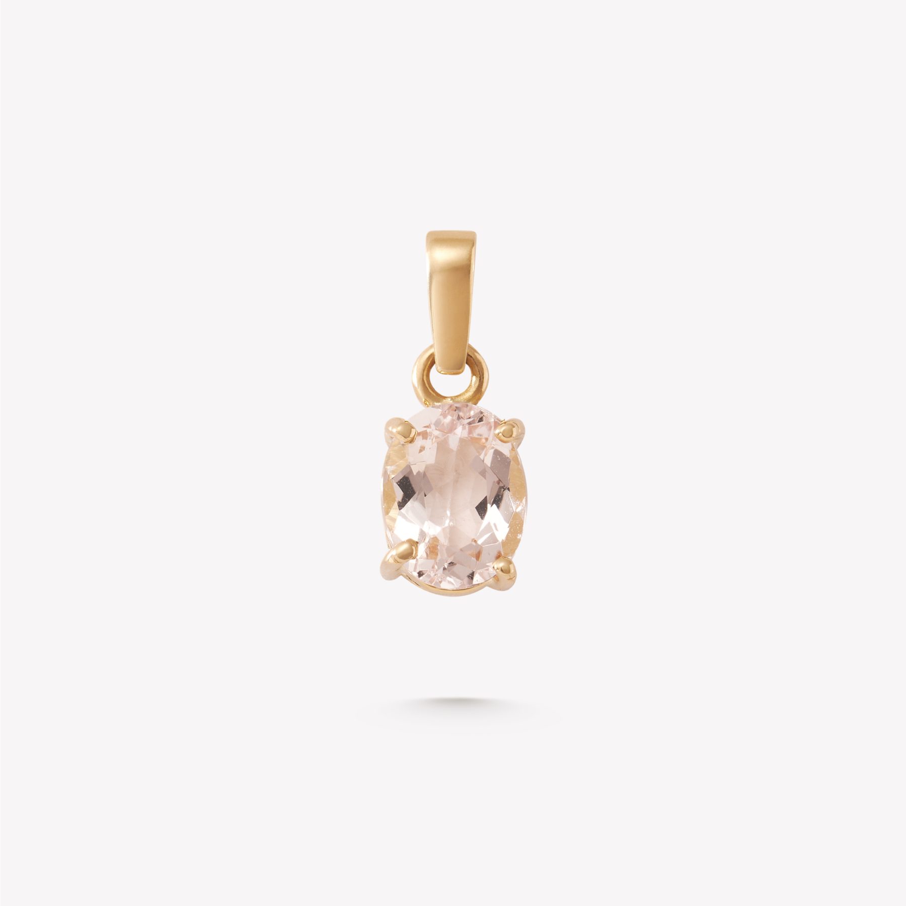 Dije oro 18k Amarillo, Galería y piedra morganita oval