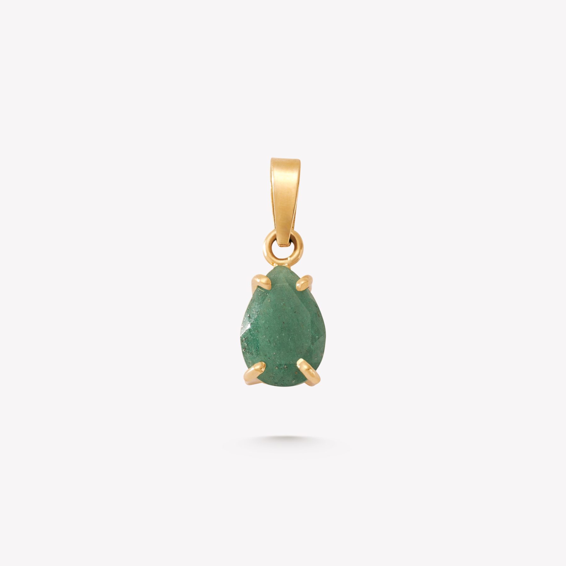 Dije oro 18k amarillo, piedra gota JADE BRASILERO