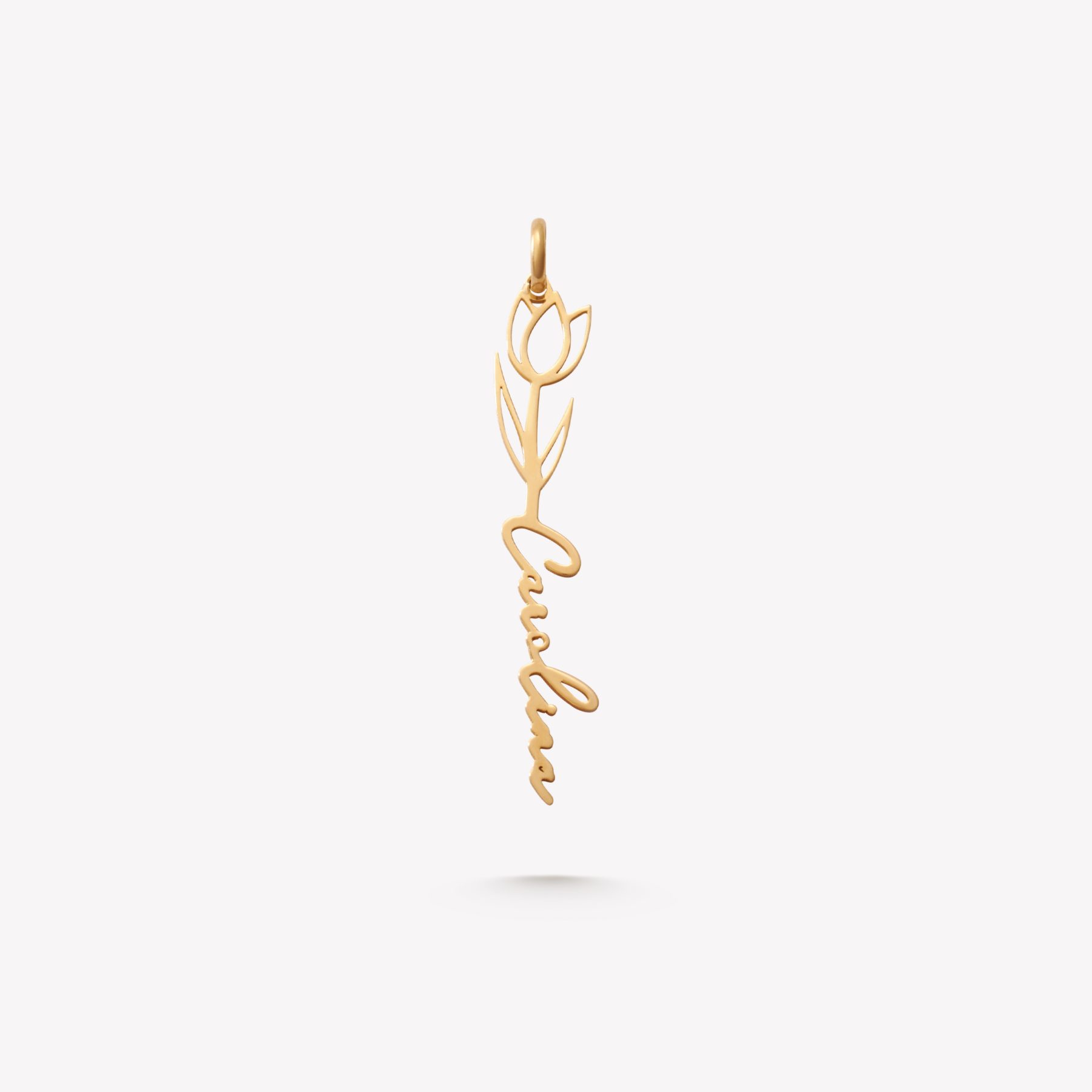 Dije oro 18k. Flor TULIPAN con nombre CAROLINA