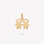 Dije oro 18k amarillo, NIÑA Y NIÑA unidas.