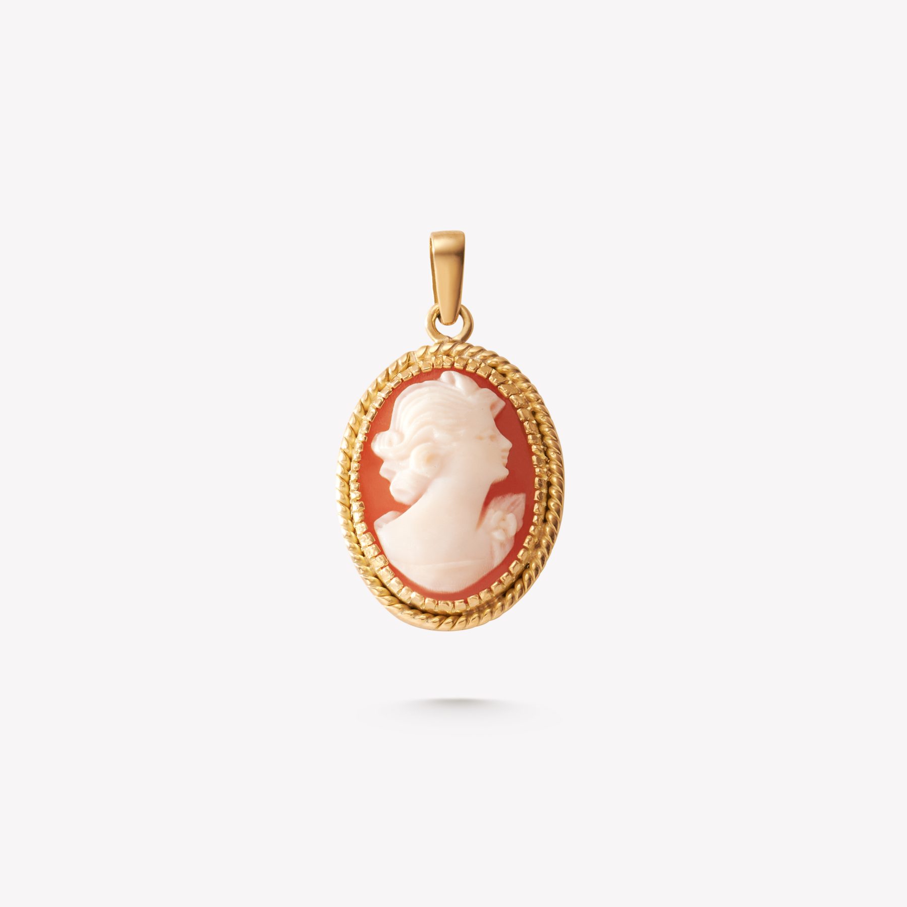 Dije oro 18k amarrillo, CAMAFEO 1,9*1,5 Sin Contra argolla - con cara de Veneciana