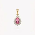Dije ZAFIRO ROSA CON DIAMANTES en oro amarillo 18k