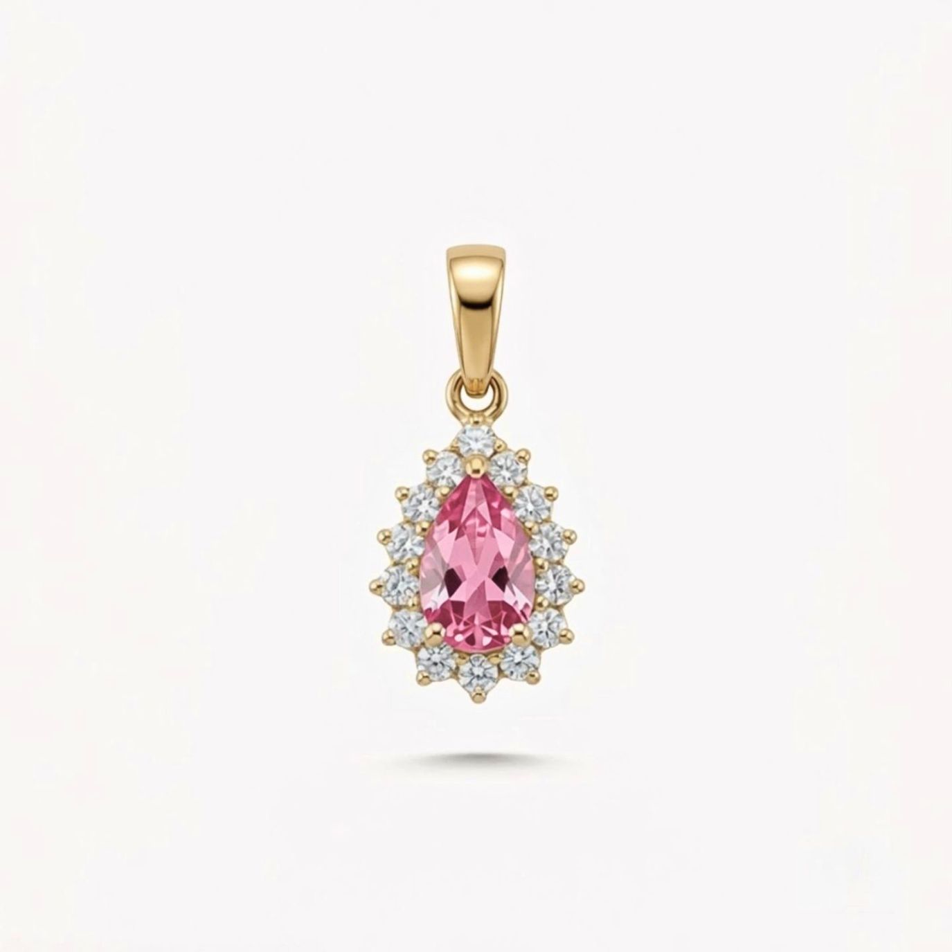 Dije ZAFIRO ROSA CON DIAMANTES en oro amarillo 18k
