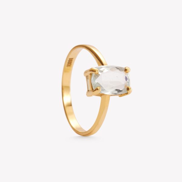 Anillo oro 18k amarillo,  Aguamarina.