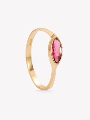 Sortija oro 18k amarillo, Almendra Turmalina.