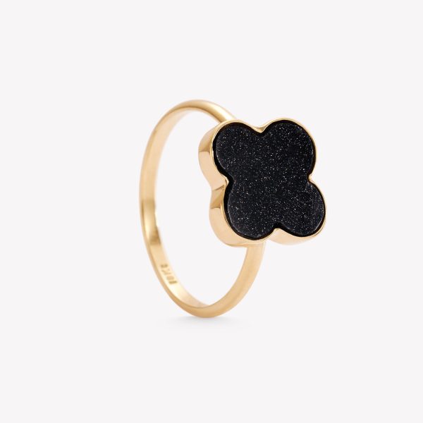 Anillo oro 18k amarillo, flor imperial lluvia de noche.