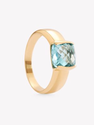 Anillo oro 18k amarillo, TOPACIO AZUL