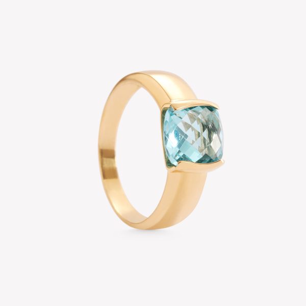 Anillo oro 18k amarillo, TOPACIO AZUL