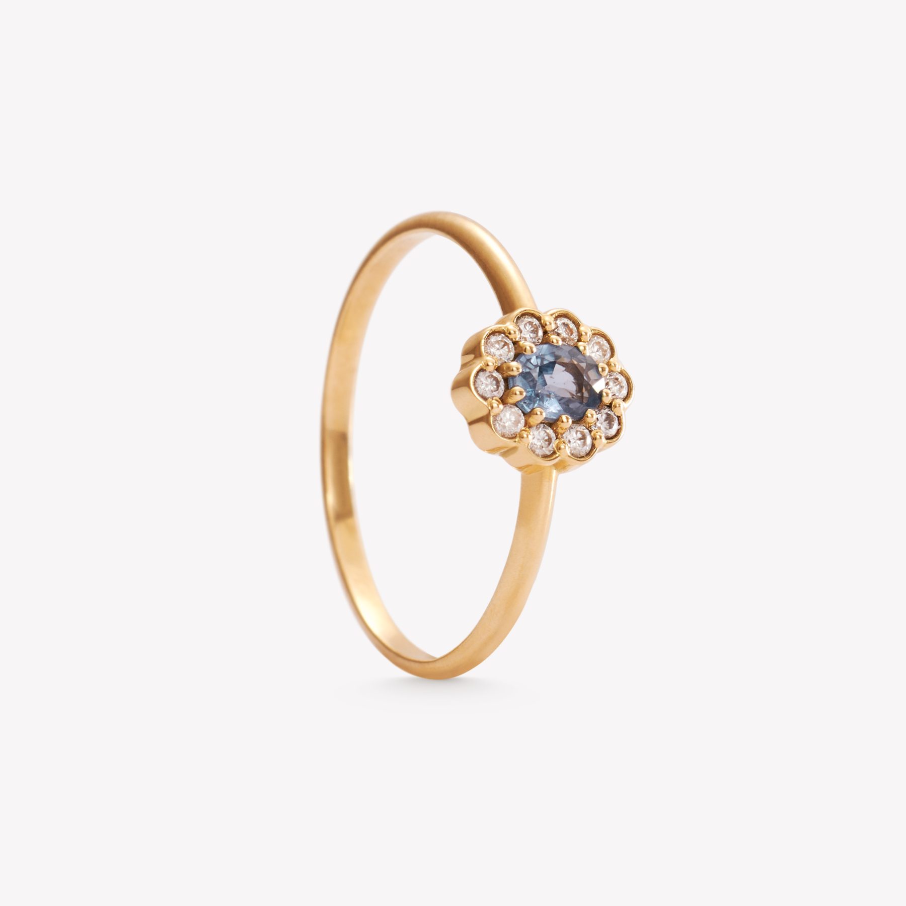 Anillo oro 18k amarillo, Lady con zafiro Azul