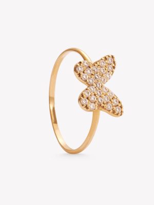 Sortija oro 18k amarillo, Mariposa y moissanitas