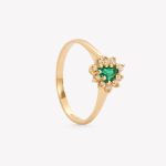 Anillo ROSETA TRILLÓN ESMERALDA en oro amarillo 18k