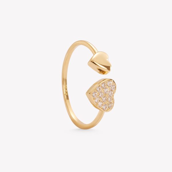 Anillo oro 18k amarillo, Ilusión Corazón con moissanite.