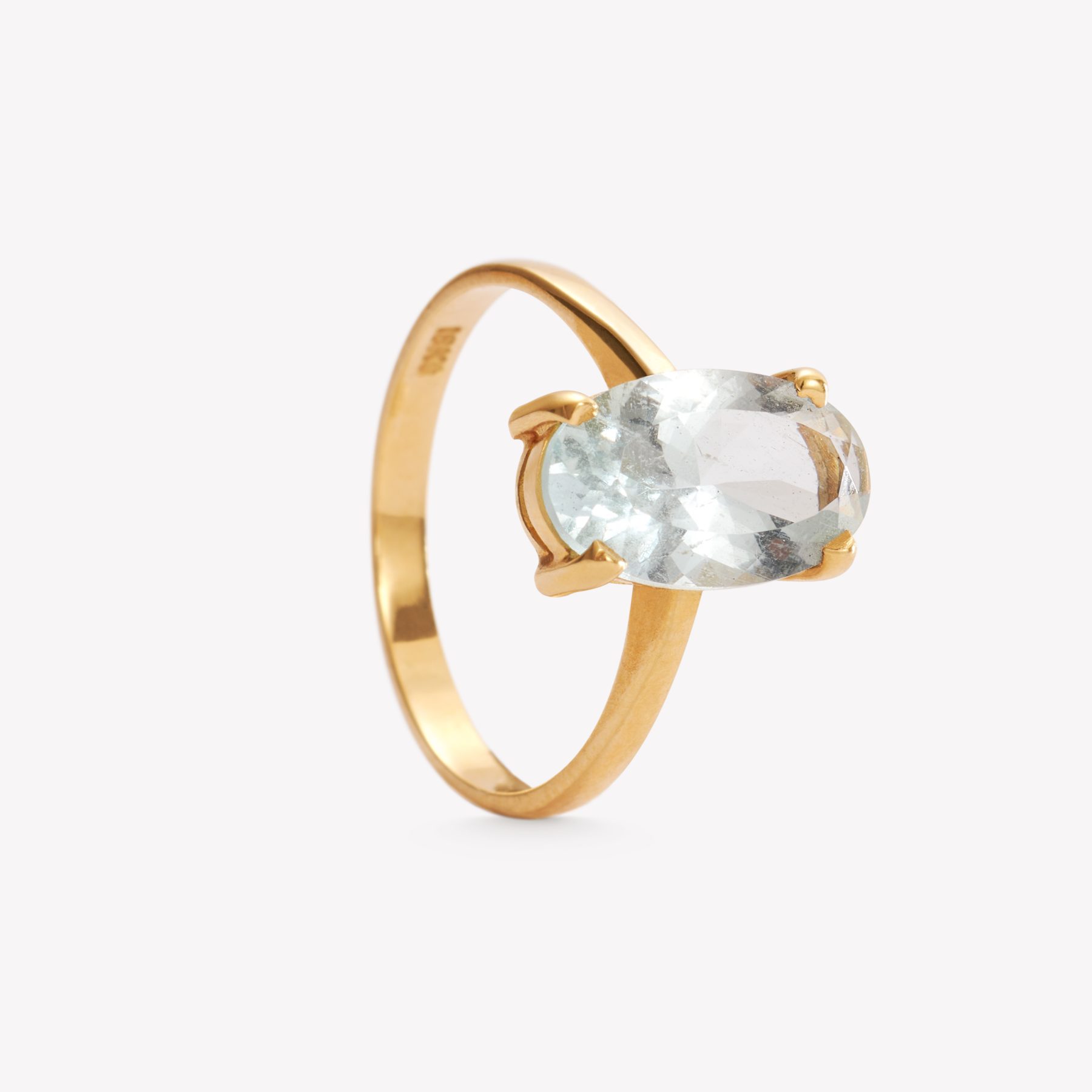 Anillo oro 18k amarillo, Aguamarina.