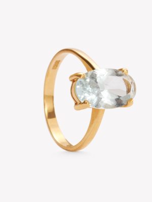 Anillo oro 18k amarillo, Aguamarina.