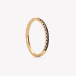 Anillo oro 18k amrillo, rivier con Zafiros azules