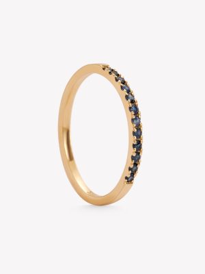 Anillo oro 18k amrillo, rivier con Zafiros azules