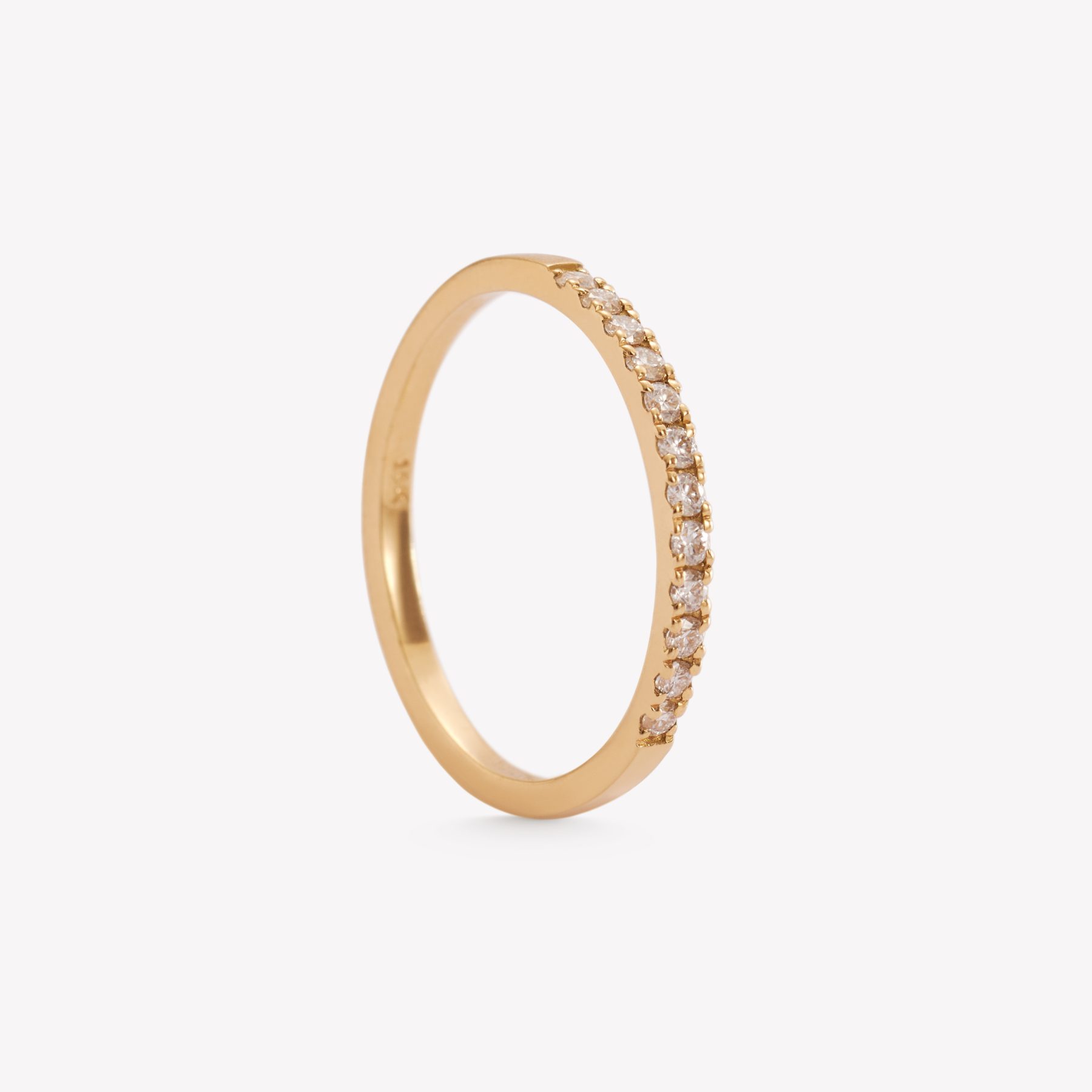 Anillo oro 18k amarillo, rivier con Moissanita