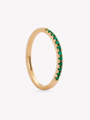Anillo oro 18k amarillo, rivier con Esmeraldas