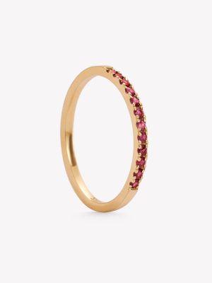 Anillo oro 18k amarillo,  rivier con Rubies.