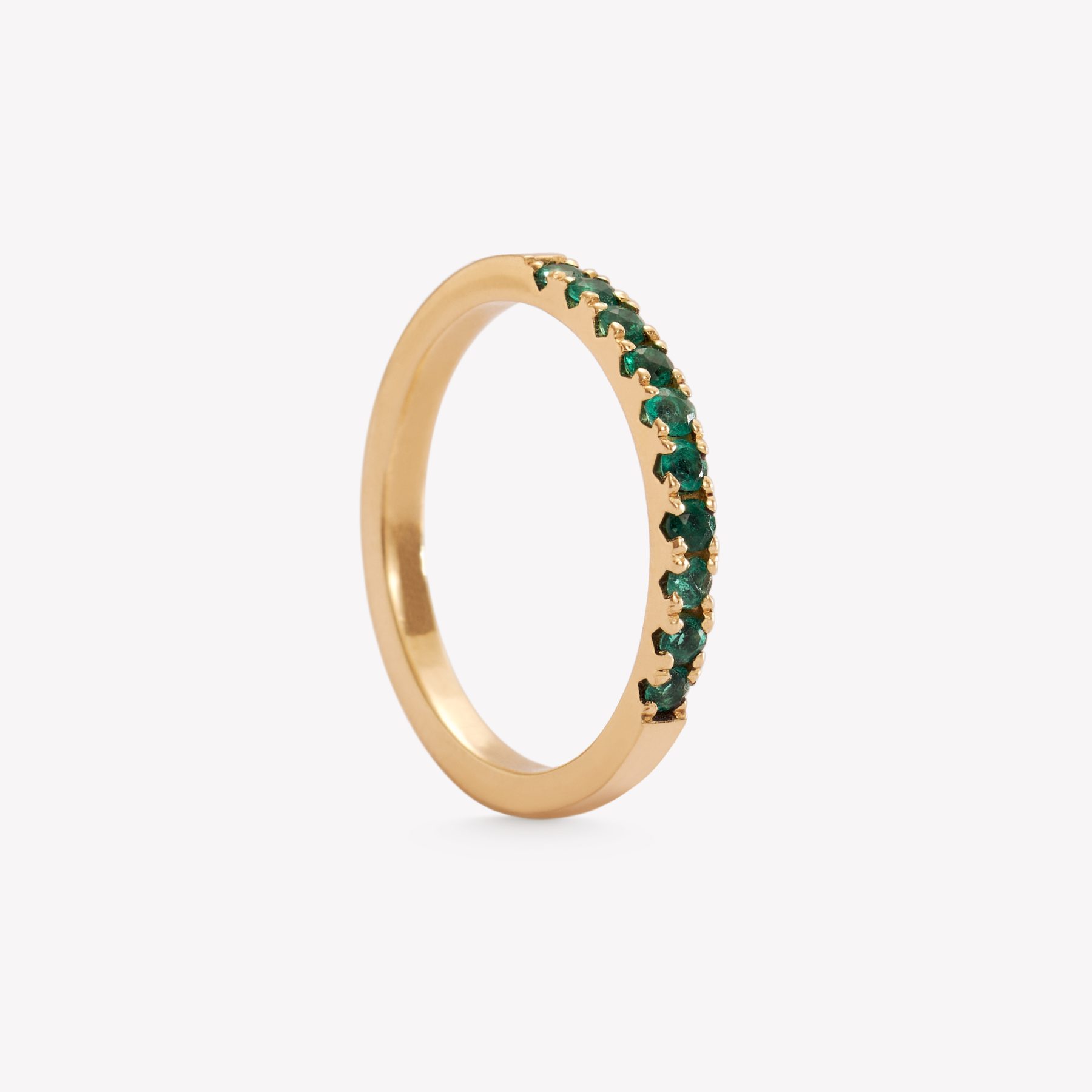 Anillo oro 18k amarillo, rivier con Esmeraldas