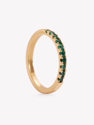 Anillo oro 18k amarillo, rivier con Esmeraldas