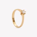 Anillo oro 18k amarillo, compromiso con brillante