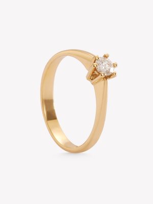 Anillo oro 18k amarillo, compromiso con brillante