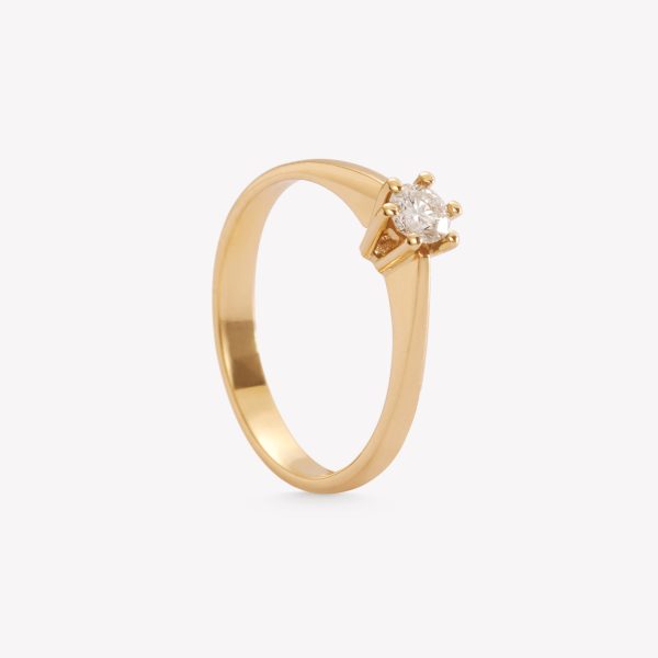 Anillo oro 18k amarillo, compromiso con brillante
