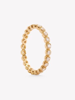 Sortija oro 18k amarillo, rivier con moissanitas