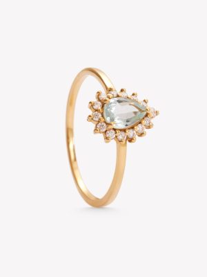 Anillo oro 18k. amarillo, AGUA MARINA