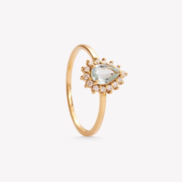 Anillo oro 18k. amarillo, AGUA MARINA