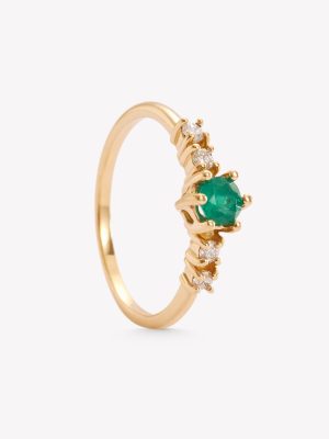 Sortija oro 18k amarillo, Muzo Esmeralda.