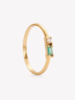 Anillo oro 18k amarillo, delicia con Esmeralda