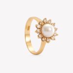 Anillo ROSETA CON PERLA CULTIVADA en oro amarillo 18k