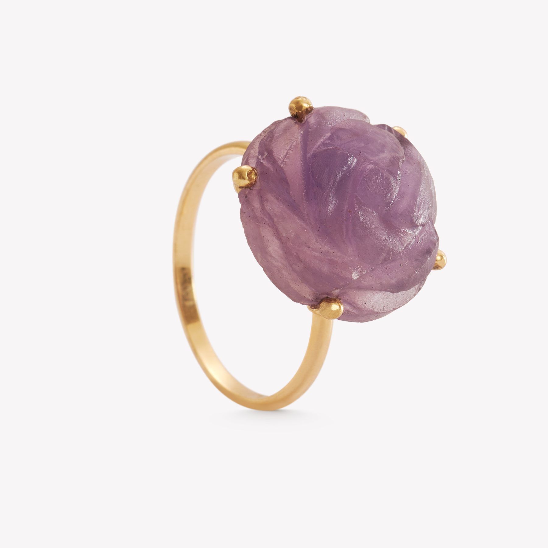 Sortija oro 18k amarillo, Rosa Amatista