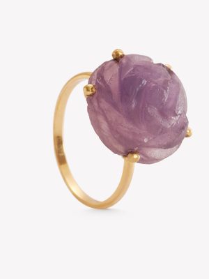 Sortija oro 18k amarillo, Rosa Amatista