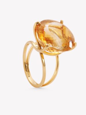 Anillo coro 18k amarillo, unión con Topacio citrino