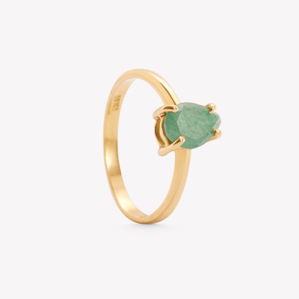 Anillo en oro 18k amarillo, jade fantasia