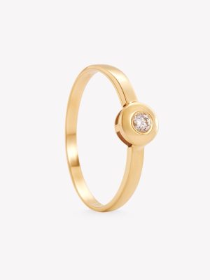 Sortija oro 18k amarillo, Punto Luz con Brillante.