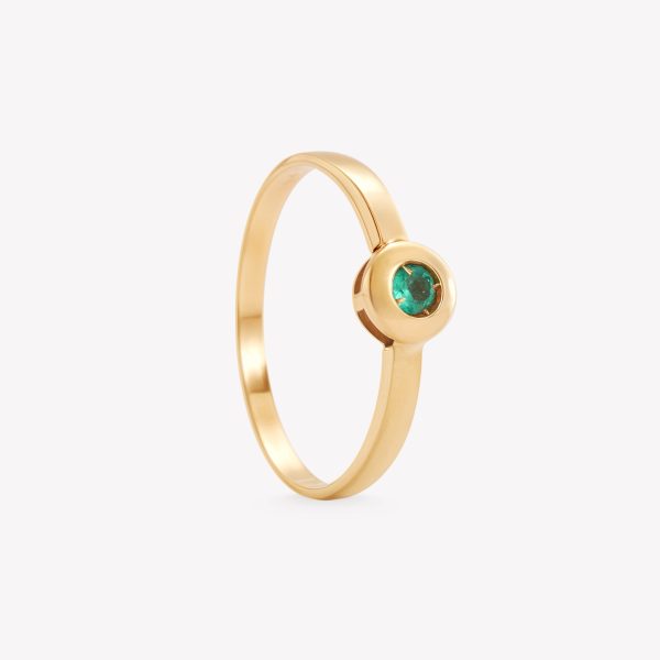 Sortija oro 18k amarillo, Punto de Luz con Esmeralda.